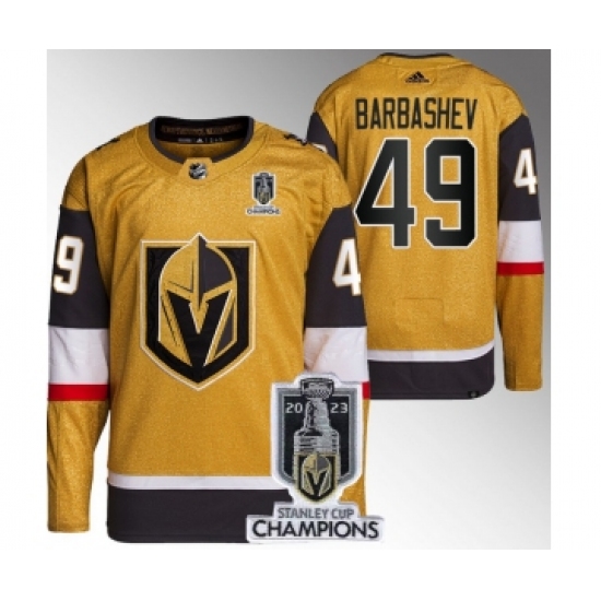 Men's Vegas Golden Knights #49 Ivan Barbashev Gold 2023 Stanley Cup Champions Stitched Jersey - Ujersey