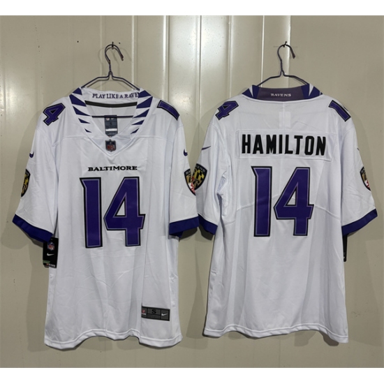 Men's Baltimore Ravens #14 Kyle Hamilton White 2026 Alternate Vapor Limited Football Stitched Jersey - Ujersey