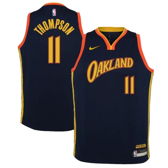 Youth Golden State Warriors #11 Klay Thompson Nike Navy 2020-21 Swingman Jersey