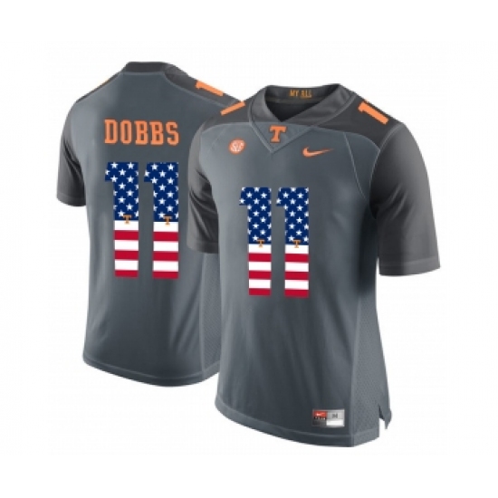 Tennessee Volunteers 11 Joshua Dobbs Gray USA Flag College Football Jersey - Ujersey