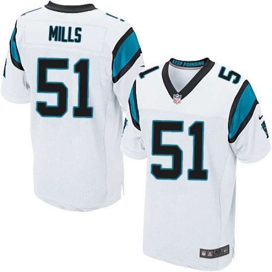 Men's Nike Carolina Panthers #51 Sam Mills Elite White NFL Jersey - Ujersey