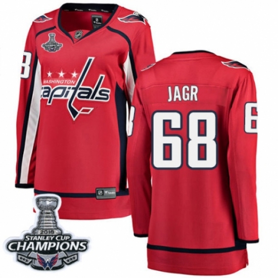 Women's Washington Capitals #68 Jaromir Jagr Fanatics Branded Red Home Breakaway 2018 Stanley Cup Final Champions NHL Jersey - Ujersey