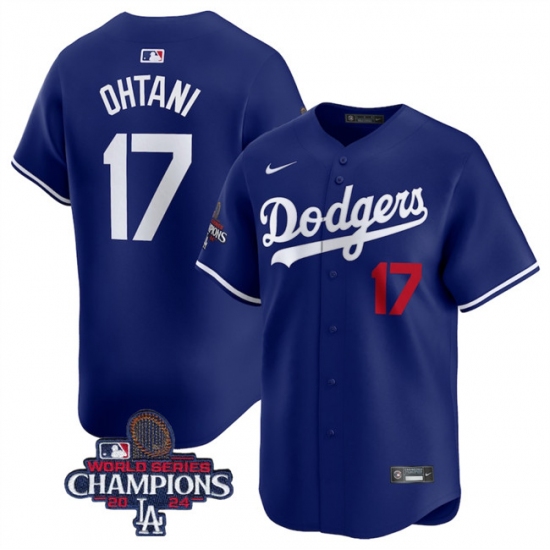 Men's Los Angeles Dodgers #17 Shohei Ohtani Royal 2024 World Series Champions Alternate Limited Stitched Baseball Jersey - Ujersey