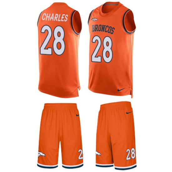 Men's Nike Denver Broncos #28 Jamaal Charles Limited Orange Tank Top Suit NFL Jersey - Ujersey