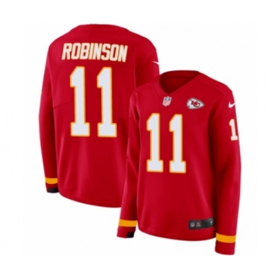 Women's Nike Kansas City Chiefs #11 Demarcus Robinson Limited Red Therma Long Sleeve NFL Jersey - Ujersey