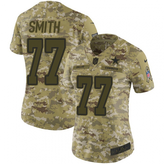 Women's Nike Dallas Cowboys #77 Tyron Smith Limited Camo 2018 Salute to Service NFL Jersey - Ujersey