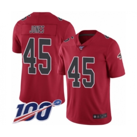 Men's Atlanta Falcons #45 Deion Jones Limited Red Rush Vapor Untouchable 100th Season Football Jersey - Ujersey