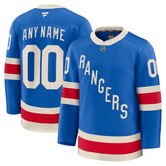 Men's New York Rangers Fanatics Blue Centennial Premium Custom Jersey - Ujersey