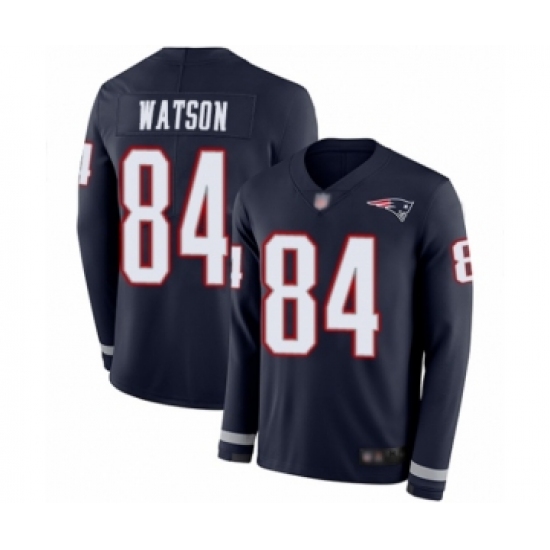 Men's New England Patriots #84 Benjamin Watson Limited Navy Blue Therma Long Sleeve Football Jersey - Ujersey