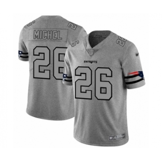 Men's New England Patriots #26 Sony Michel Limited Gray Team Logo Gridiron Football Jersey - Ujersey