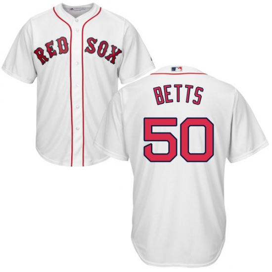 Youth Majestic Boston Red Sox #50 Mookie Betts Authentic White Home Cool Base MLB Jersey - Ujersey