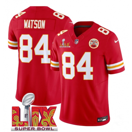 Men's Kansas City Chiefs #84 Justin Watson Red 2025 Super Bowl LIX F.U.S.E. Vapor Limited Stitched Football Jersey - Ujersey