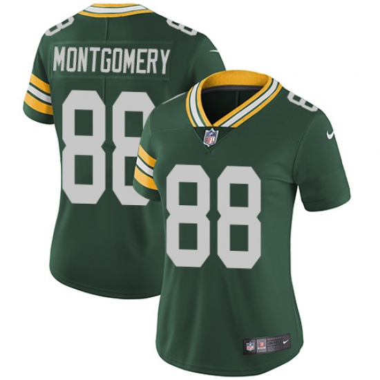 Women's Nike Green Bay Packers #88 Ty Montgomery Elite Green Team Color NFL Jersey - Ujersey