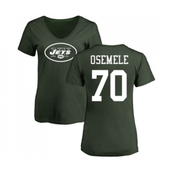 Football Women's New York Jets #70 Kelechi Osemele Green Name & Number Logo T-Shirt - Ujersey