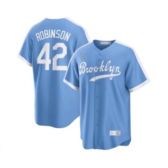 Men's Los Angeles Dodgers #42 Jackie Robinson Light Blue Cool Base Stitched Baseball Jersey - Ujersey