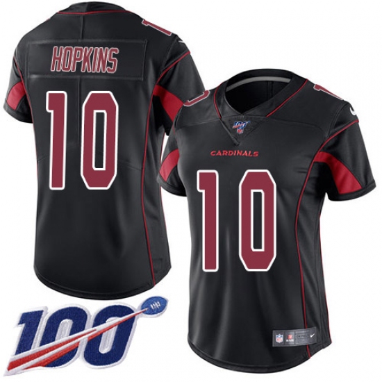 Women's Nike Arizona Cardinals #10 DeAndre Hopkins Black Stitched NFL Limited Rush 100th Season Jersey - Ujersey