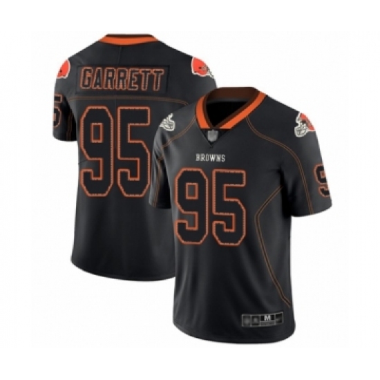 Men's Cleveland Browns #95 Myles Garrett Limited Lights Out Black Rush Football Jersey - Ujersey