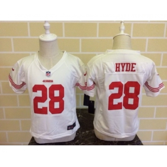 Toddler San Francisco 49ers #28 Carlos Hyde White Road NFL Nike Jersey - Ujersey