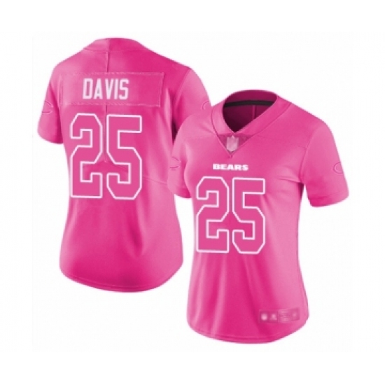 Women's Chicago Bears #25 Mike Davis Limited Pink Rush Fashion Football Jersey - Ujersey