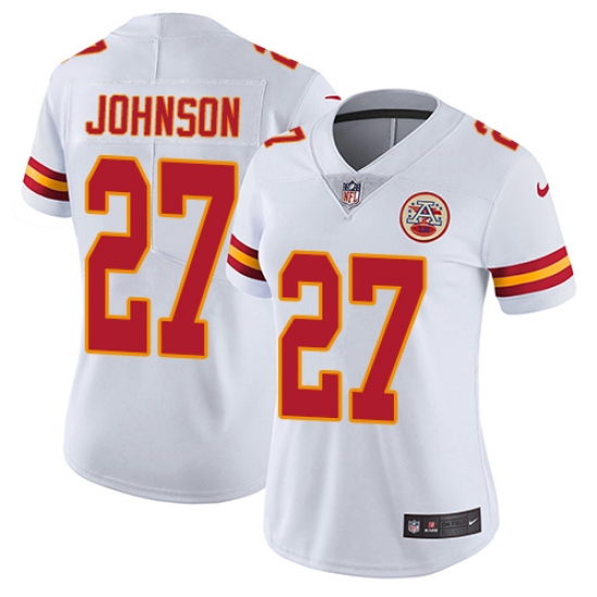 Women's Nike Kansas City Chiefs #27 Larry Johnson Elite White NFL Jersey - Ujersey