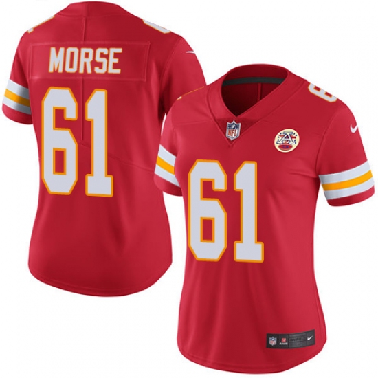Women's Nike Kansas City Chiefs #61 Mitch Morse Red Team Color Vapor Untouchable Limited Player NFL Jersey - Ujersey