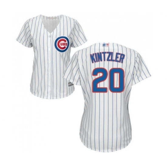 Women's Chicago Cubs #20 Brandon Kintzler Authentic White Home Cool Base Baseball Jersey - Ujersey