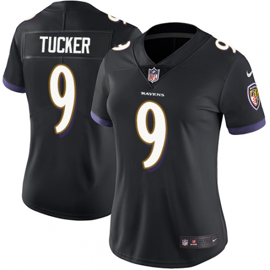 Women's Nike Baltimore Ravens #9 Justin Tucker Black Alternate Vapor Untouchable Limited Player NFL Jersey - Ujersey
