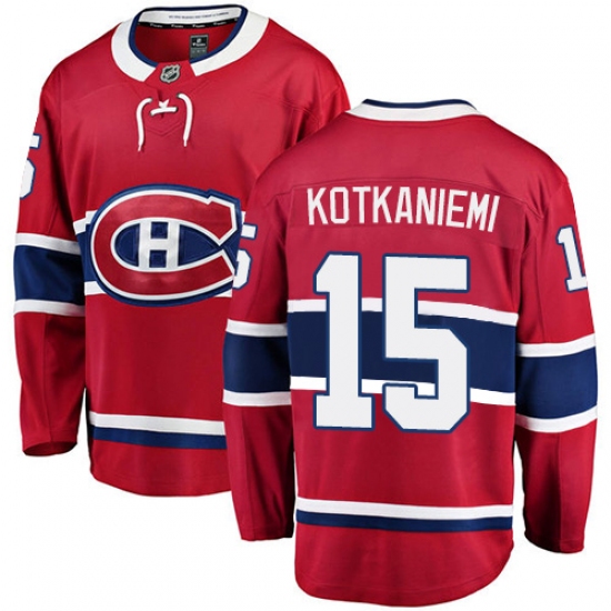Men's Montreal Canadiens #15 Jesperi Kotkaniemi Authentic Red Home Fanatics Branded Breakaway NHL Jersey - Ujersey