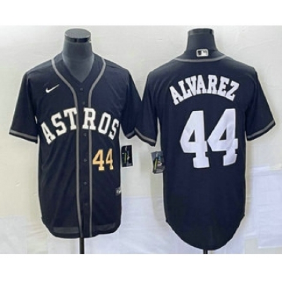 Men's Houston Astros #44 Yordan Alvarez Number Black Cool Base Stitched Baseball Jersey - Ujersey