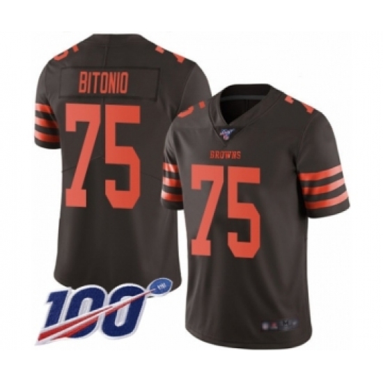 Men's Cleveland Browns #75 Joel Bitonio Limited Brown Rush Vapor Untouchable 100th Season Football Jersey - Ujersey