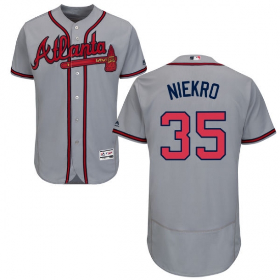 Men's Majestic Atlanta Braves #35 Phil Niekro Grey Road Flex Base Authentic Collection MLB Jersey - Ujersey