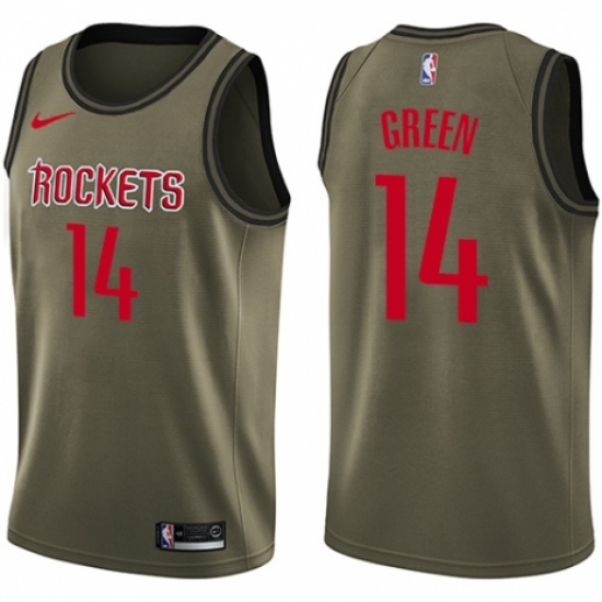 Men's Nike Houston Rockets #14 Gerald Green Swingman Green Salute to Service NBA Jersey - Ujersey