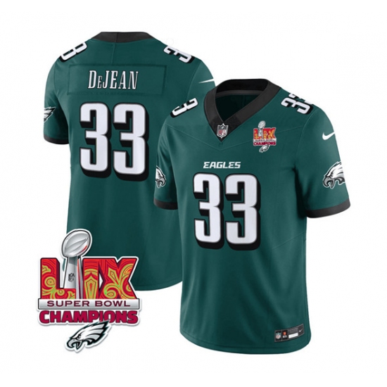 Men's Philadelphia Eagles #33 Cooper DeJean Green 2025 Eagles Logo Super Bowl LIX New F.U.S.E. Vapor Untouchable Limited Football Stitched Jersey - Ujersey
