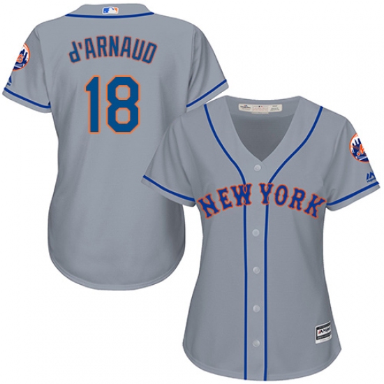 Women's Majestic New York Mets #18 Travis d'Arnaud Authentic Grey Road Cool Base MLB Jersey - Ujersey