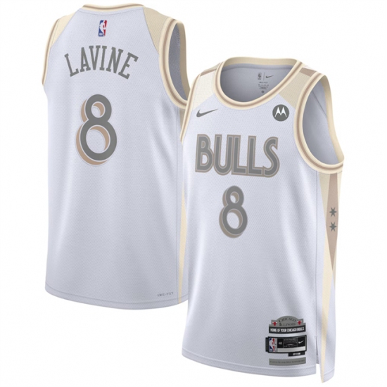 Men's Chicago Bulls #8 Zach LaVine White 2024-25 City Edition Stitched Basketball Jersey - Ujersey
