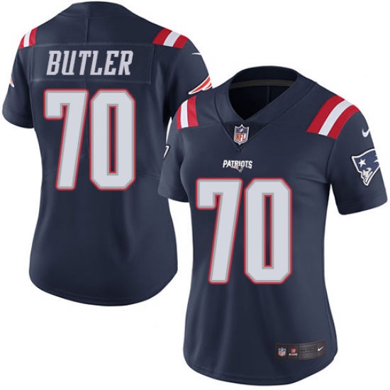 Women's Nike New England Patriots #70 Adam Butler Limited Navy Blue Rush Vapor Untouchable NFL Jersey - Ujersey