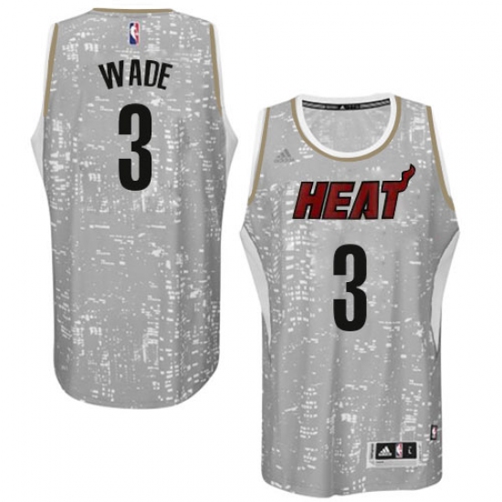 Men's Adidas Miami Heat #3 Dwyane Wade Swingman Grey City Light NBA Jersey - Ujersey