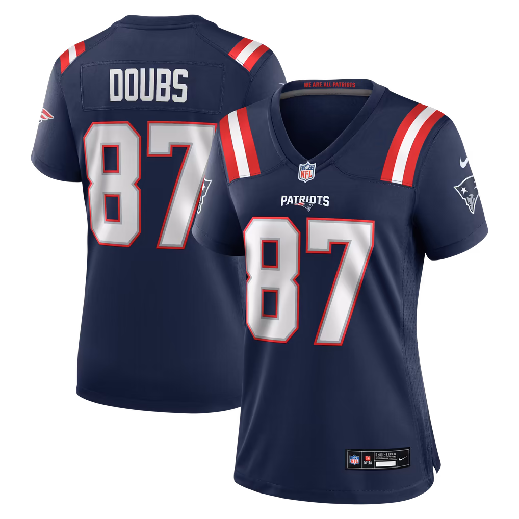 Women's New England Patriots Romeo Doubs Nike Navy Team Game Jersey - ujerseystore