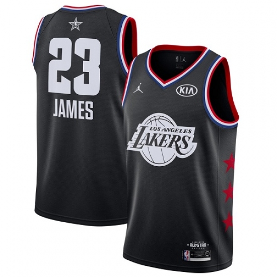 Men's Nike Los Angeles Lakers #23 LeBron James Black Basketball Jordan Swingman 2019 All-Star Game Jersey - Ujersey