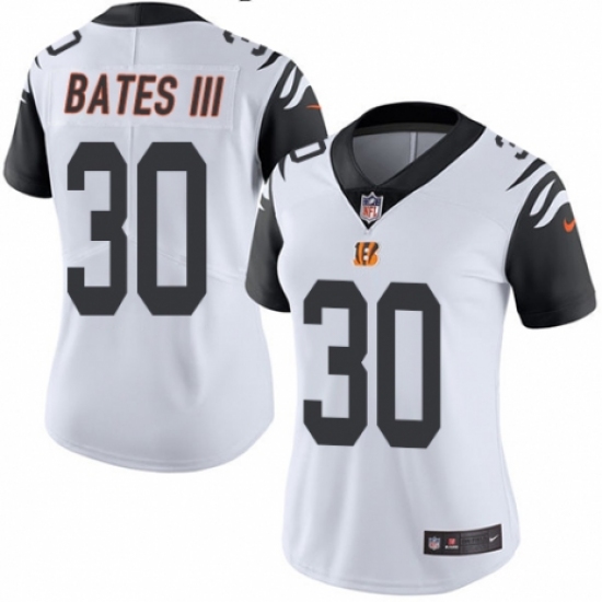Women's Nike Cincinnati Bengals #30 Jessie Bates III Limited White Rush Vapor Untouchable NFL Jersey - Ujersey