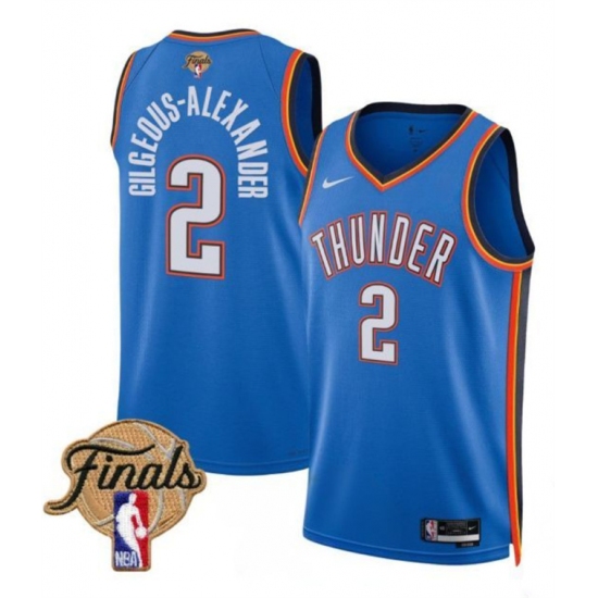 Men's Oklahoma City Thunder #2 Shai Gilgeous-Alexander Blue 2025 Finals Icon Edition Stitched Basketball Jersey - Ujersey