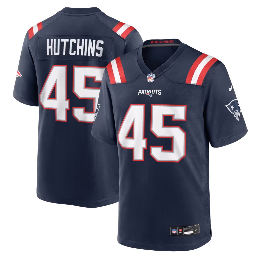Men's New England Patriots Quintayvious Hutchins Nike Navy Team Game Jersey