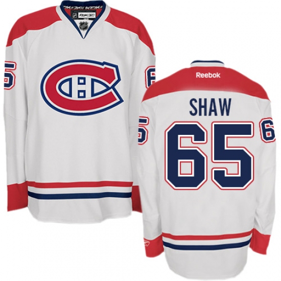 Men's Reebok Montreal Canadiens #65 Andrew Shaw Authentic White Away NHL Jersey - Ujersey