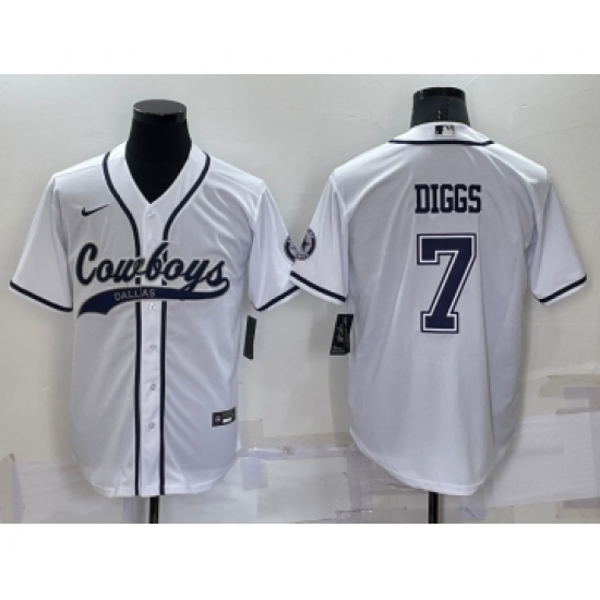 Men's Dallas Cowboys #7 Trevon Diggs White Stitched Cool Base Nike Baseball Jersey - Ujersey