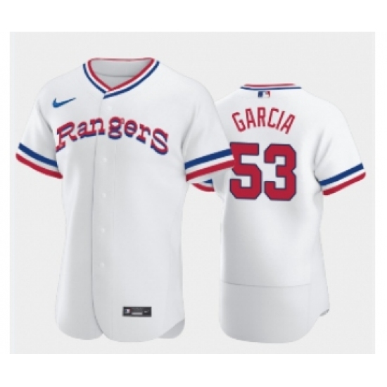 Men's Texas Rangers #53 Adolis Garcia White Throwback Stitched Flex Base Nike Jersey - Ujersey