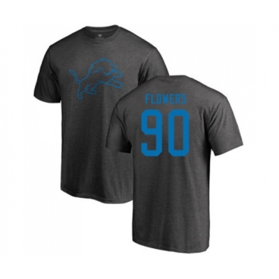 Football Detroit Lions #90 Trey Flowers Ash One Color T-Shirt - Ujersey