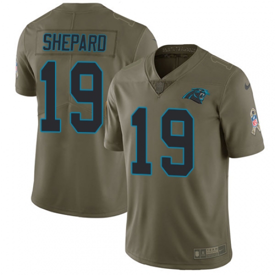 Youth Nike Carolina Panthers #19 Russell Shepard Limited Olive 2017 Salute to Service NFL Jersey - Ujersey