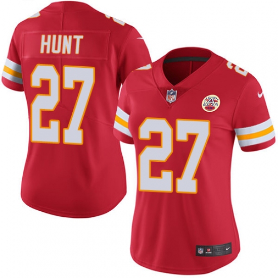 Women's Nike Kansas City Chiefs #27 Kareem Hunt Red Team Color Vapor Untouchable Limited Player NFL Jersey - Ujersey