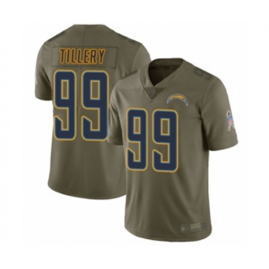 Youth Los Angeles Chargers #99 Jerry Tillery Limited Olive 2017 Salute to Service Football Jersey - Ujersey