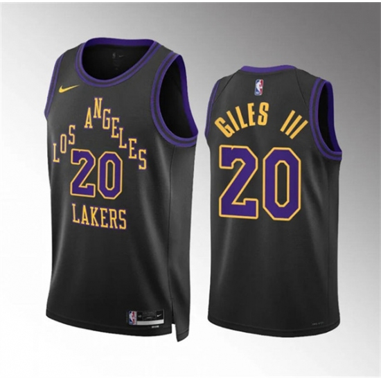 Men's Los Angeles Lakers #20 Harry Giles Iii Black 2023-24 City Edition Stitched Basketball Jersey - Ujersey